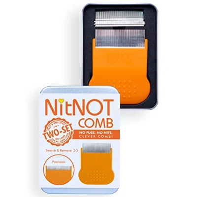 Afbeelding van NitNOT Nit Comb Zoals Gezien Op Dragons Den, Hoofdluizen Behandeling voor elk type Haar, Precisie Kam 2 Hoofden, Beste van Luizen kammen behandeling, Metalen Headlice, Professioneel Onderschreven
