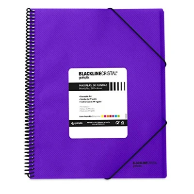 Afbeelding van Grafoplás 39833235 ordner polypropyleen met 30 hoesjes; A4; violet; Maxiplás Blackline glas