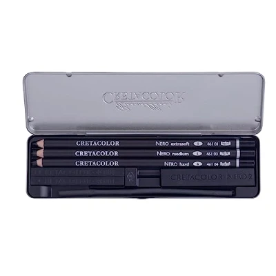 Afbeelding van Cretacolor Nero deep black pocketset blik 6st.