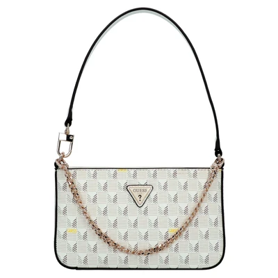 Afbeelding van GUESS schoudertas G Wave II Mini Top Zip Shoulder Bag Stone Logo veelkleurig