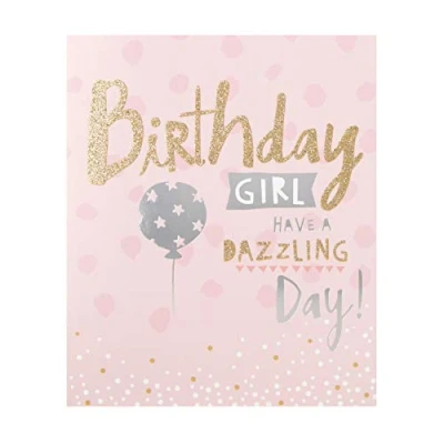 Afbeelding van Hallmark Verjaardagskaart Meisje Leuk Glitter en Folie Ontwerp