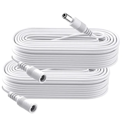 Afbeelding van 2 stuks 5 m DC Power verlengkabel, stekker 5,5 mm x 2,1 mm, ondersteunt V 6 9 12 24 V, voor beveiligingscamera&#039;s, DVR, router, printer, ledstrip, wit