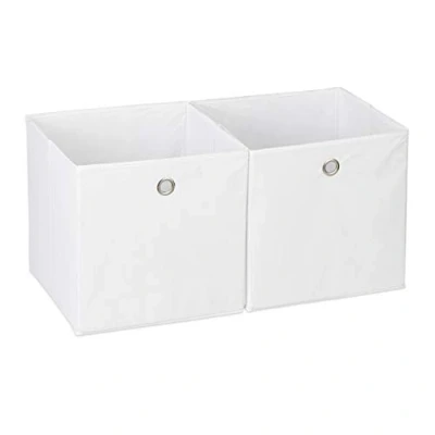 Afbeelding van Relaxdays Opbergdoos, stof, set van 2, vierkant, opslag voor plank, stoffen doos in kubusvorm, 30 x cm, wit
