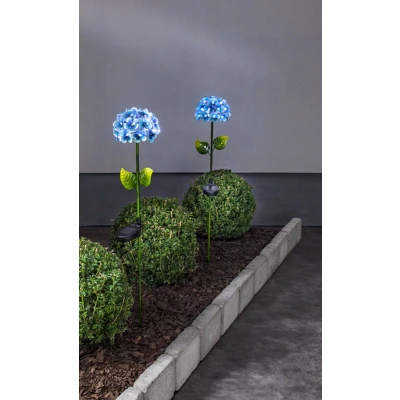 Afbeelding van Solar Tuinverlichting decoratie Hortensia Blauw Warm Wit licht 84 cm hoog