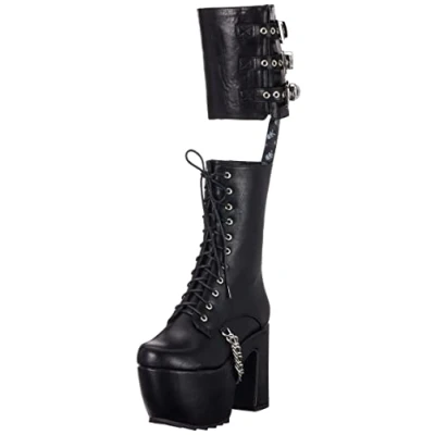 Afbeelding van LAMODA Phantom Platform Knee High Boots, EU 39, Black Pu Skull, 39