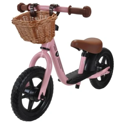 Afbeelding van Bandits &amp; Angels loopfiets Starter vintage pink met mandje 2 jaar meisje metaal roze