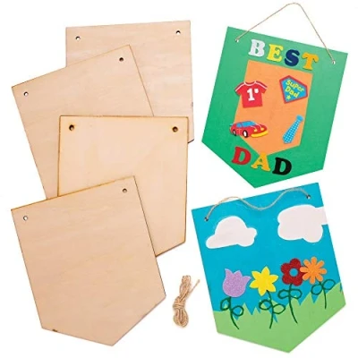 Afbeelding van Baker Ross AT395 hout canvas banner om op te hangen knutselset voor kinderen (4 stuks)