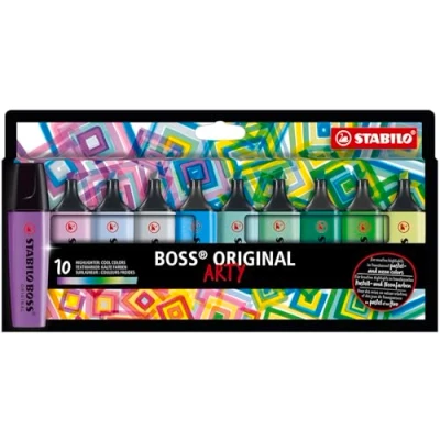 Afbeelding van STABILO BOSS ORIGINAL markeerstift Arty, kartonnen etui van 10 stuks in geassorteerde kleuren