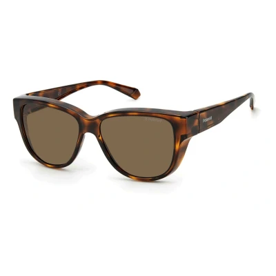 Afbeelding van Polaroid® Brown Janice Overzetzonnebril Elegante Dames Overzet Zonnebril Polariserende Bril Lenzen