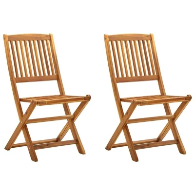 Afbeelding van Tuinstoelen inklapbaar 2 st massief acaciahout