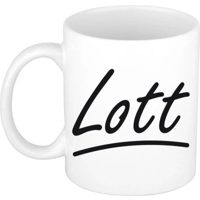 Afbeelding van Lott voornaam kado beker / mok sierlijke letters gepersonaliseerde met Naam mokken