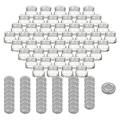 Afbeelding van gouveo Set van 48 weckpotten 30 ml mini met schroefdeksel zilver voorraadpotten schroefdop TO43 ronde potten voor wecken, jam, kruiden (EGR030S)