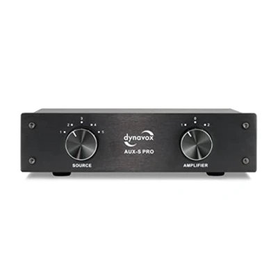 Afbeelding van Dynavox AUX S PRO, ingangs uitbreidingsschakelaar met 5 RCA ingangen, aansluitingen voor twee stereo en surround versterkers, zwart