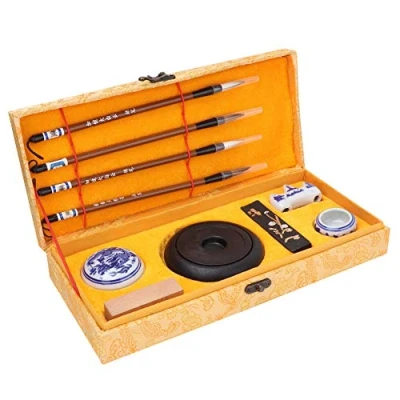 Afbeelding van Chinese Stijl Traditionele Kalligrafie Set, Vier Schatten van de Studie Borstel Pen/Ink/Papier/Inkstone voor het bestuderen, decoratie, geschenken