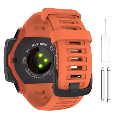 Afbeelding van MoKo Strap Compatible with Garmin Instinct/Instinct Solar/Tactical/Instinct 2 GPS Smartwatch, 22mm Soft Silicone Sport Replacement Watch Band Wristband, Flame Red