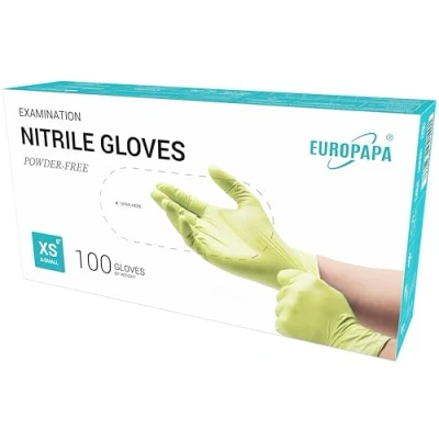 Afbeelding van EUROPAPA® wegwerphandschoenen, 100 stuks, onderzoekshandschoenen, poedervrij, zonder latex, niet steriel, latexvrij, wegwerphandschoenen (XS, Groente)