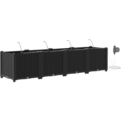 Afbeelding van vidaXL Tuin Plantenbak Zwart Kunststof 160 x 40 37,5 cm