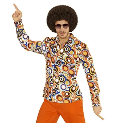 Afbeelding van WIDMANN Groovy jaren 70 bubbel blouse voor mannen XXL
