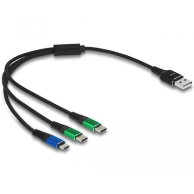 Afbeelding van Delock USB Ladekabel 3 in 1 Typ A zu Micro / 2 x Type C™ 30