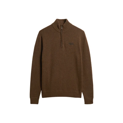 Afbeelding van Superdry Mannen Gebreide Essential Trui met Borduursel en Halve Rits Blauw Grootte: XL