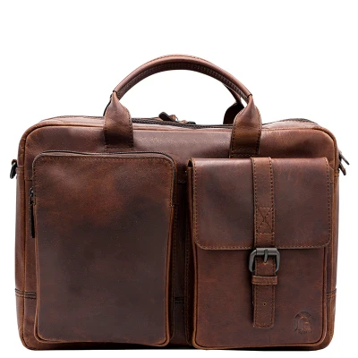 Afbeelding van Pylos59 Laptoptas / Werktas 15.6 inch Leer Buff Oily Cognac