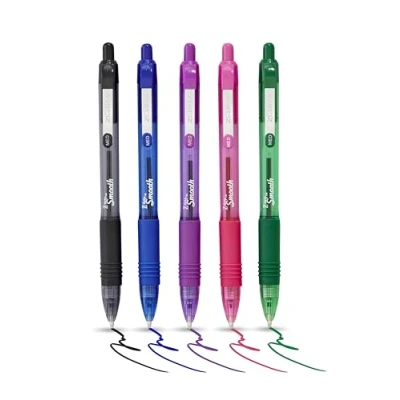Afbeelding van ZEBRA Pen Z Grip gladde veelkleurige en zwarte balpennen, comfortabele intrekbare pennen met zakclip, Multipack Biro Medium Point, 5 stuks