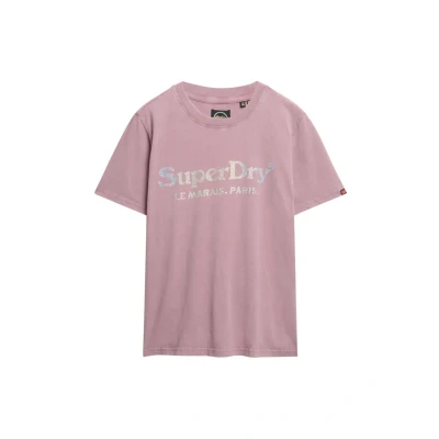 Afbeelding van Superdry Venue Tshirt print, Dames, Maat: 36, Grape shake purple