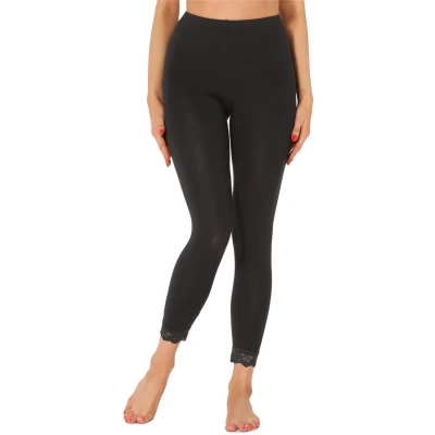 Afbeelding van Merry Style MS MS10 224 LE Dames Leggings met Kant Sport Vrijetijdsbroek 7/8 Lengte Viscose Zwart L