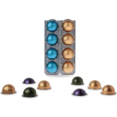 Afbeelding van R&amp;R SHOP Capsulehouder voor Nespresso Vertuo, plakt op elk oppervlak zoals muren, koelkast en compatibel met Vertuo koffiezetapparaten stickers, 4 capsules per stuk set van 2
