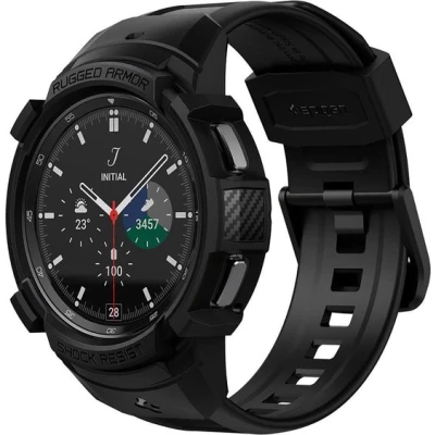 Afbeelding van Samsung Galaxy Watch (46mm) Hoes: Spigen Rugged Armor Pro Case Shockproof/Valbescherming Bumper Zwart Kunststof Smart Covers