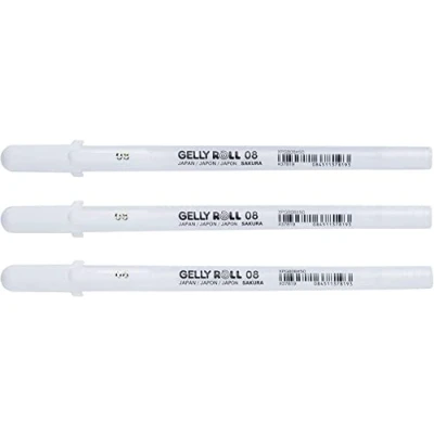 Afbeelding van Sakura, Gelpen/rollerbalpen &quot;Gelly Roll&quot;, medium, wit, verpakking van 3 stuks