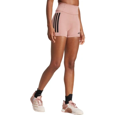 Afbeelding van adidas Performance Optime 3 Stripes 1/4 Korte Legging Dames Roze 2XS 3&quot;