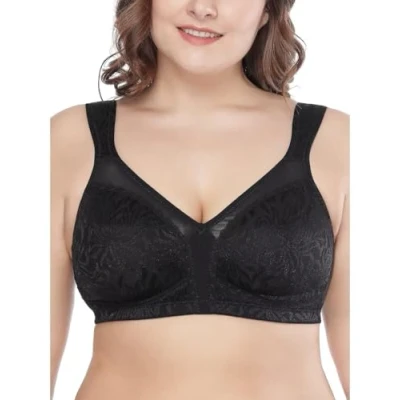 Afbeelding van Deyllo Minimizer BH met volledige cup voor dames, zonder beugel, grote maat BH, klassiek (Zwart, 90E)