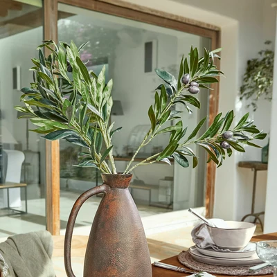 Afbeelding van LOBERON Kunst olijftak set van 2 Olives groen
