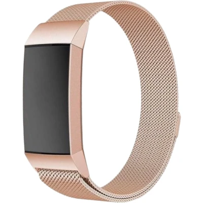 Afbeelding van Fitbit charge 3 &amp; 4 milanese bandje (large) Champagne goud bandjes