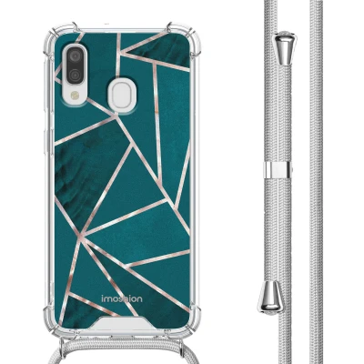 Afbeelding van Samsung Galaxy A40 Hoesje Kunststof iMoshion Softcase/Koordhoesje/Backcover Petrol Green Graphic Telefoonhoesje