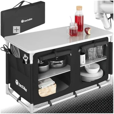 Afbeelding van tectake® campingkeuken afm. 97 x 47,5 56,5cm zwart 403347