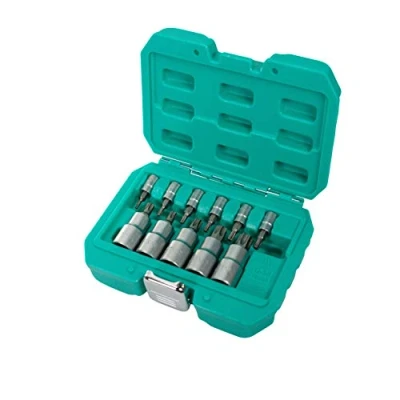 Afbeelding van Moerenset voor Torx 11st 1/2&quot; &amp; 1/4 inch van WIESEMANN 1893 I Uitgebreide bitset In de maten TX 10 60 Gemaakt Q 50 staal handige transportkoffer 81451
