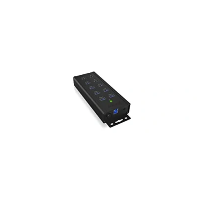 Afbeelding van ICY BOX 7 Port USB 3.0 HUB met voeding (12V/5A), 3 laadpoorten, wandmontage, Quick Charge 3.0, aluminium, IB HUB1703 QC3