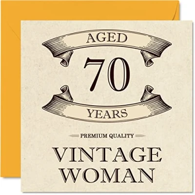 Afbeelding van Vintage 70e verjaardagskaarten voor vrouwen 70 jaar oud leuke verjaardagskaart mama zus vrouw oma oppas tante, 145 mm x dames wenskaarten,