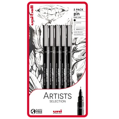 Afbeelding van uni ball PIN Fineliners, zwarte schrijfpennen met fijne punt, water en vervagingsbestendige inkt, ideaal voor architecten, schetsen, scrapbooking, kunst, technisch tekenen,