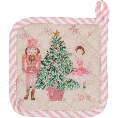 Afbeelding van Clayre &amp; Eef Pannenlap Kind 16x16 cm Beige Roze Katoen Notenkraker Moeder dochter