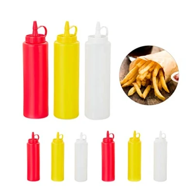 Afbeelding van Relaxdays knijpfles saus sausfles garneerfles doseerfles 9 stuks elk 400 ml