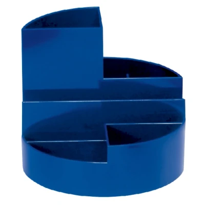 Afbeelding van Pennenkoker MAUL roundbox 7 vakken diameter14x12.5cm blauw