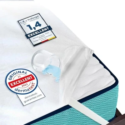 Afbeelding van ZenPur Matrasbeschermer 90 x 200, ademende matrasbeschermer, waterdicht, Oeko Tex Standard 100, vochtbescherming incontinentie onderlegger, wasbare en waterdichte matrasoplegger, wit