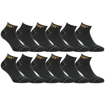 Afbeelding van Caterpillar Work Sneaker 12 paar werksokken voor heren, enkelhoogte, veiligheidsschoenen versterkt op hiel en teen met versterkte inslag garens van uitstekende kwaliteit (Grijs, 47 50)
