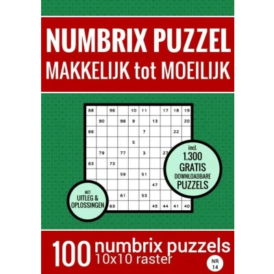 Afbeelding van Kerstcadeau: Puzzelboek met 100 Numbrix Puzzels Makkelijk tot Moeilijk NR.14