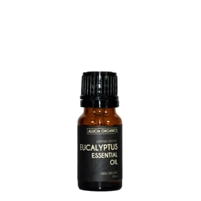 Afbeelding van Alucia Organics Gecertificeerde Biologische Eucalyptus Essentiële Olie 10ml puur, natuurlijk, veganistisch, onverdund voor gebruik in huidverzorging, aromatherapie, massageblends en diffusers