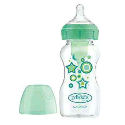 Afbeelding van Dr. Brown&#039;s Options+ Anti Colic Fles met brede opening, 270 ml, groen, babyfles, 0 maanden