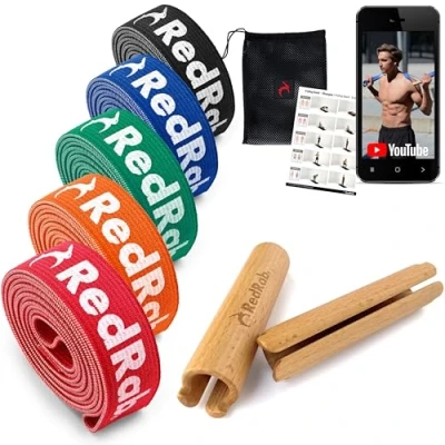 Afbeelding van RED RAB Resistance band set weerstandsbanden voor krachttraining weerstandsband stof met handvat weerstand elastiek, fitness band, pull up assist bands, kit